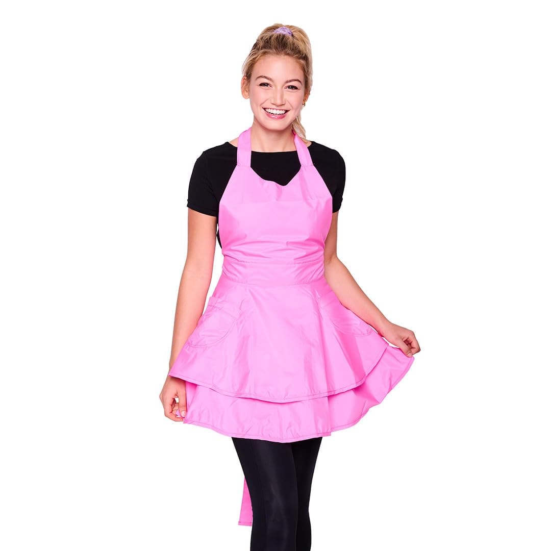 Noir Chic Bleach-Proof All-Purpose Salon Apron: Stylish, Lightweight Polyester with Ruffle Details