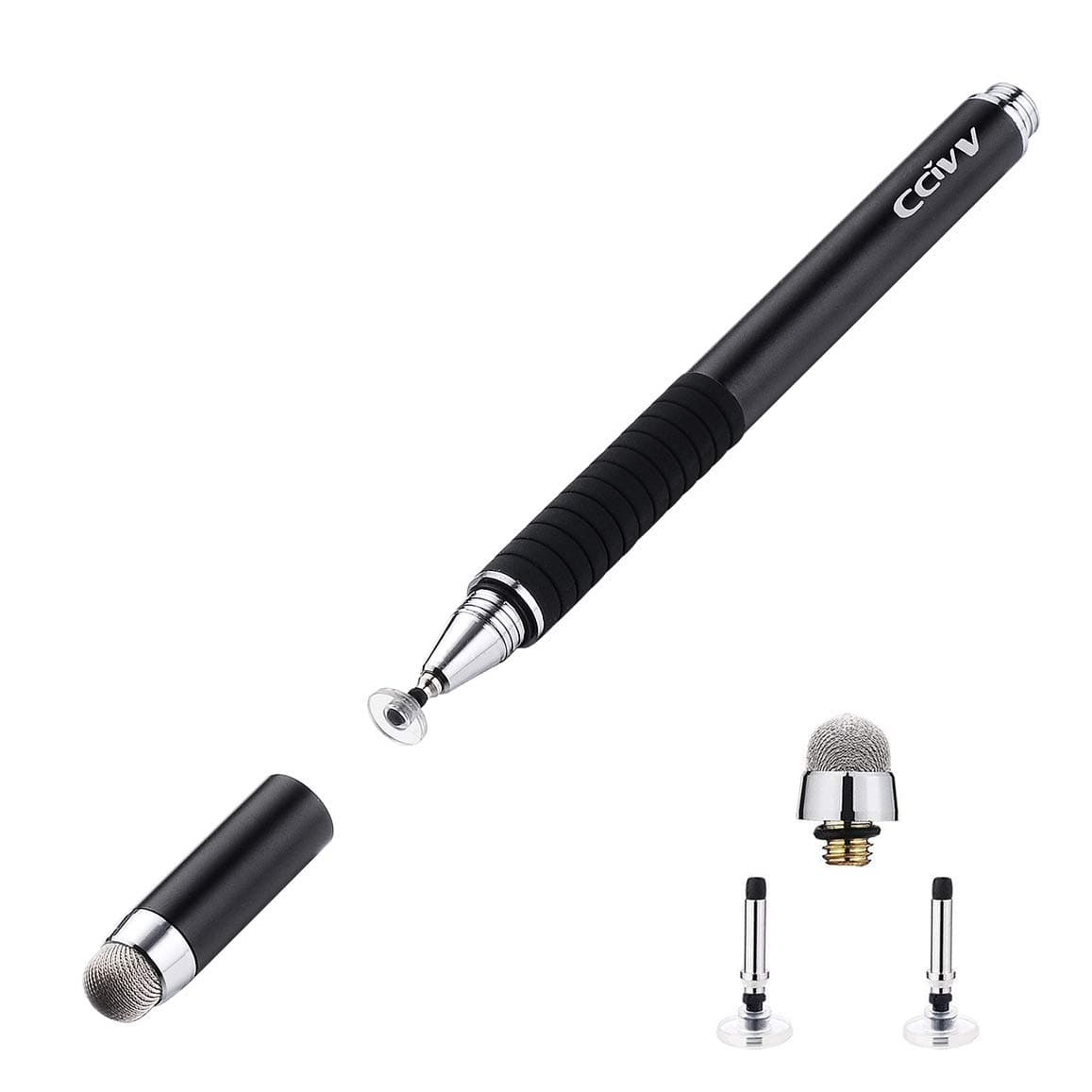 Stylus Pen 2 in 1 Fine Point & Mesh Tip Stylus for Touch Screen Compatible for Tablet and Cellphone (1Pc Black)