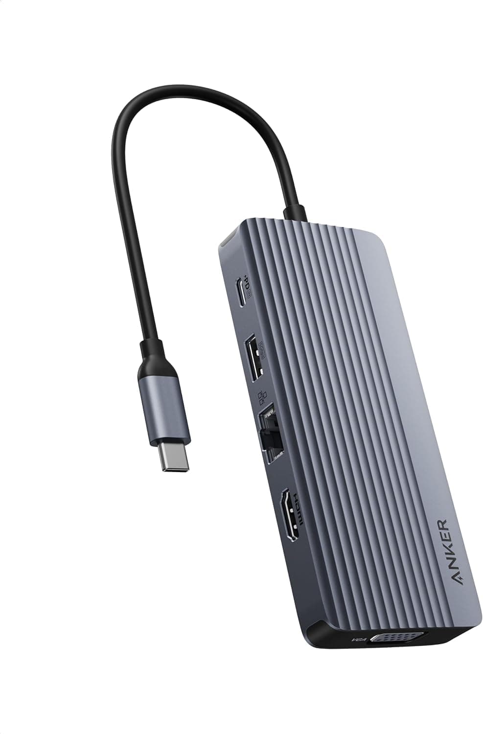 USB C Hub, Dual-Display USB-C Hub (10-in-1), 4K@30Hz HDMI Display, 1080p VGA with 100W Max Power Delivery, 5 Gbps USB-C and USB-A Data Ports, For MacBook, Lenovo, Dell XPS, HP Laptops, and More