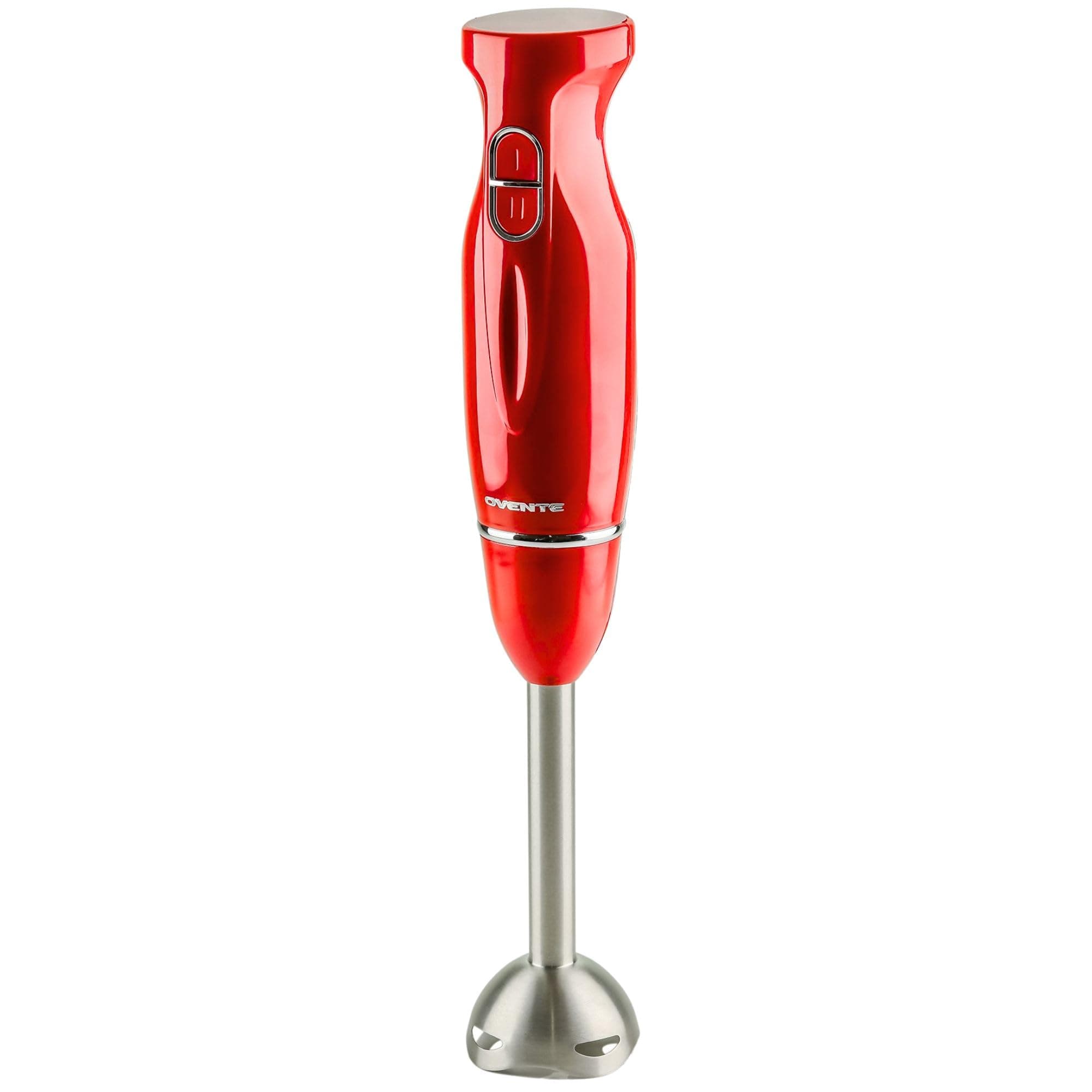 Ovente HS560R Multi-Purpose Immersion Blender, 300-Watt Hand Mixer, 2 Speeds, Brushed Stainless Steel Blades and Detachable Shaft, Red