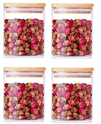 Wooden Jar with Airtight Wooden Bamboo Lid for Home and Kitchen Storage Container Set, 700 ml, Transparent (4)