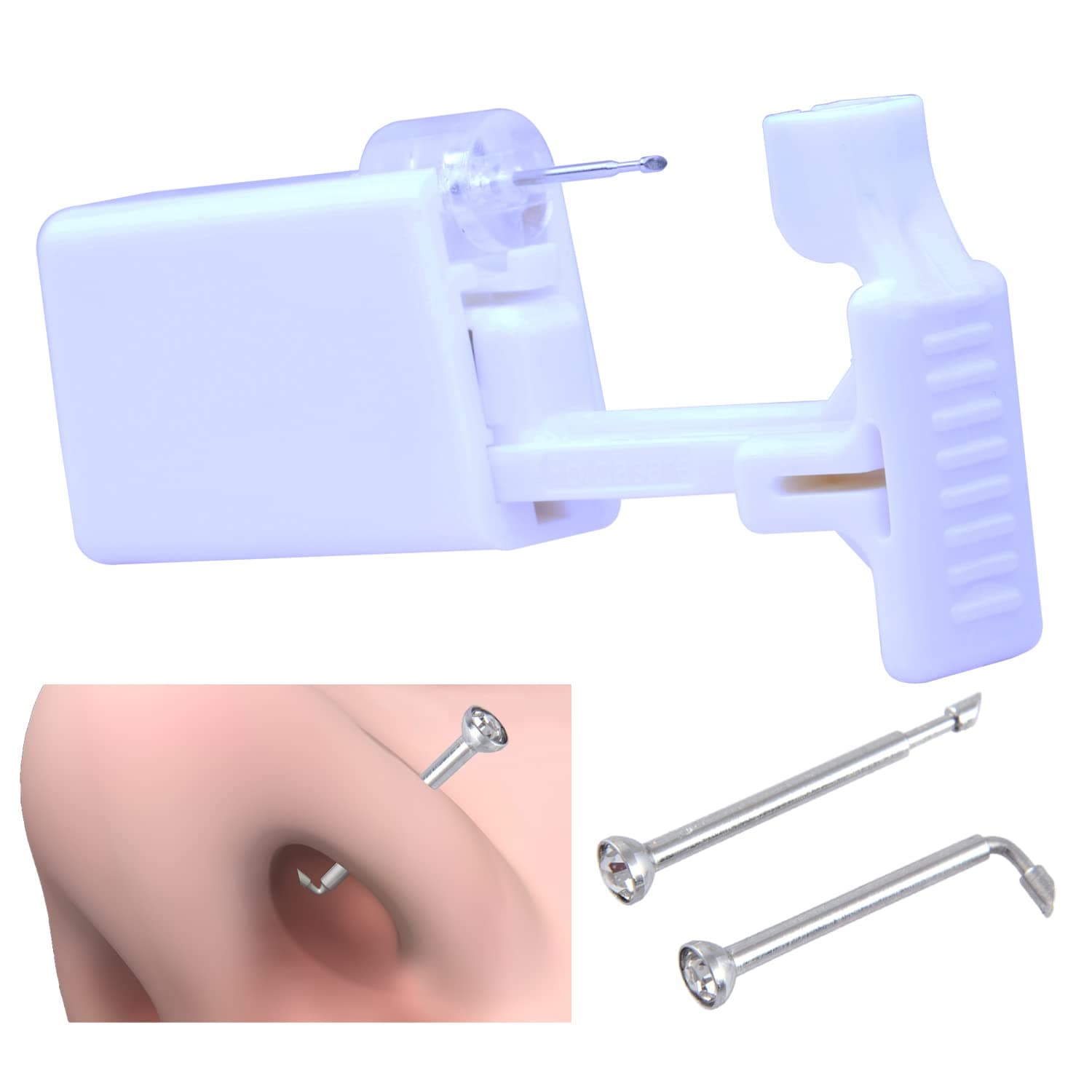Firstomato Disposable Self Use Nose Piercing Kit Safe Sterile Nose Piercing Gun Tool for Nose Ring Piercing Hypoallergenic Nose Stud
