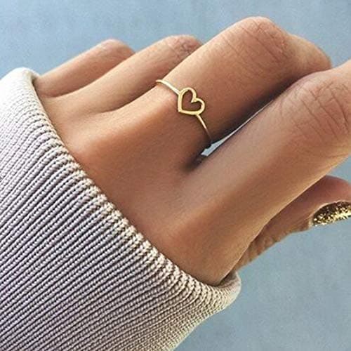 Peach Heart Design 18K Rose Gold Plated Ring Heart Band Ring Fashion Jewelry for Women Girls Gift Wedding Finger Jewelry (7)