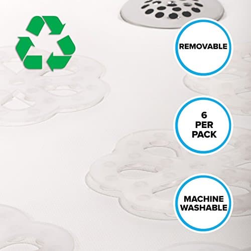 6 Clear Translucent FLOWER Non-Slip Bath Tub Shower Appliques with Suction Cups