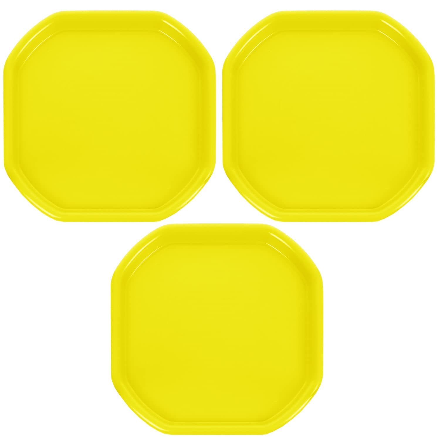 Set of 3 - Octagonal Yellow Small Mixing Tray 70cm x 70cm Plastic Tuff Tray Sand Water Play Builder Equipment Pool Pit Cement Mortar Mixing Board Beach Game Messy Activity Tray Made In UK