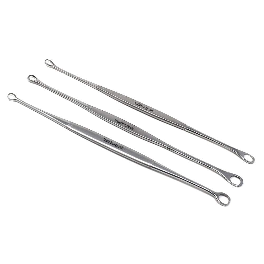 IS IndoSurgicals Uterine Curette Sims Double Ended Sharp/Blunt (Set of 3, Small, Medium and Large)