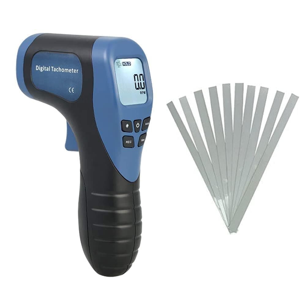 Handheld Digital Laser Tachometer Non-Contact RPM Meter Motor Speed Gauge Gun Measuring Range: 2.5-9999RPM with 10 Reflective Tapes