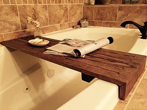 Bath Tub Tray Caddy Rustic Handmade Distressed Stained Wood Farmhouse Custom