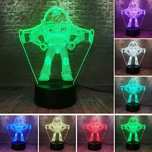 FanruiCartoon Pixar Ultimate Buzz Lightyear Spaceman 7 Color Change Night Light LED Astronaut Action Figure Boys Bedroom Cartoon Decor Child Kids Gift (Buzz Lightyear)