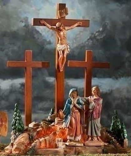 Life of Christ Fontanini Depicts The Crucifixion Scene and The Crucifix Cross, 13.75-Inch