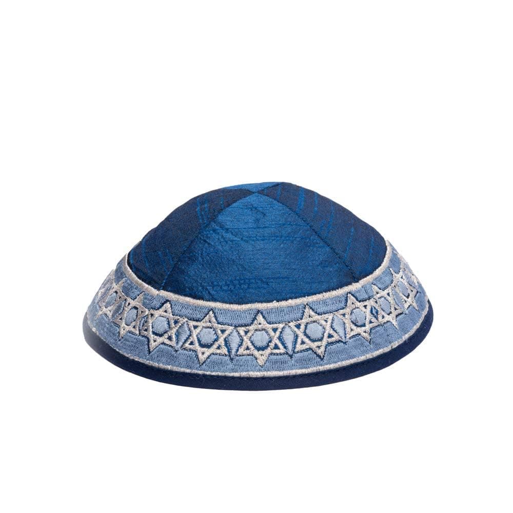 Yair Blue Magen David Star Embroidered Kippah Yamaka (YME-14B)