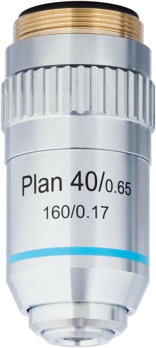 AmScope 40X Plan Achromatic Microscope Objective Lens with Knurled Ring