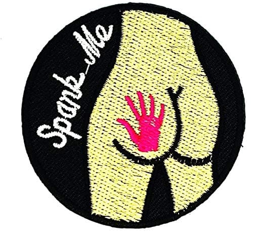 Spank Me Touch Me Sexy Girl Patch Funny Slogan Joke Rockabilly Embroidered Biker Patch Biker Iron on/Sew on Patch