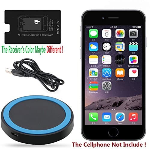 Qi Wireless Charging Charger Pad with Qi Wireless Charger Charging Receiver Kit (For Smartphone Without Qi Device） (Qi wireless charger & reciver for Iphone 6/6 plus)