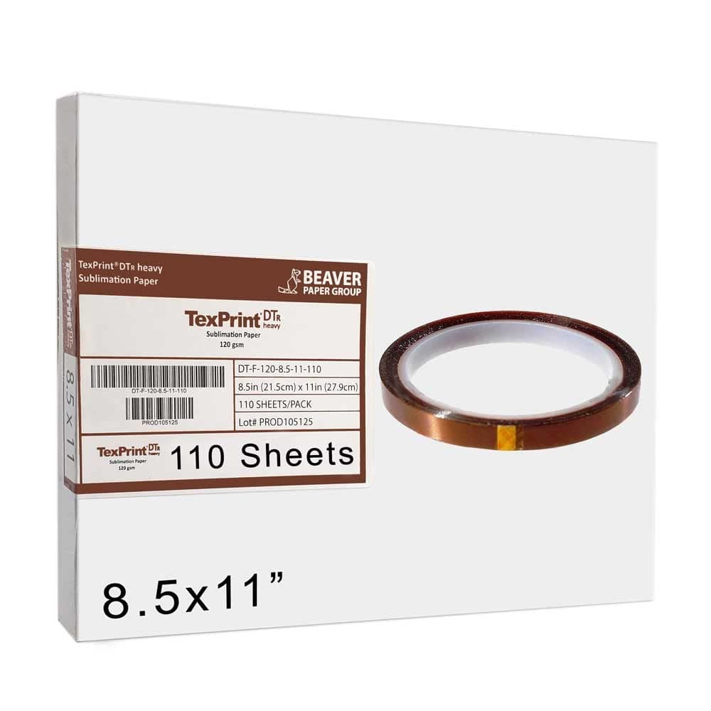 Texprint R Sublimation Paper 8.5x11 inch for Ricoh Printers, Dye Sublimation Transfer Dt Heavy Paper Includes Innosub Tape for Durable and Vibrant Printing Results, Pack of 1 [110 Sheets ]