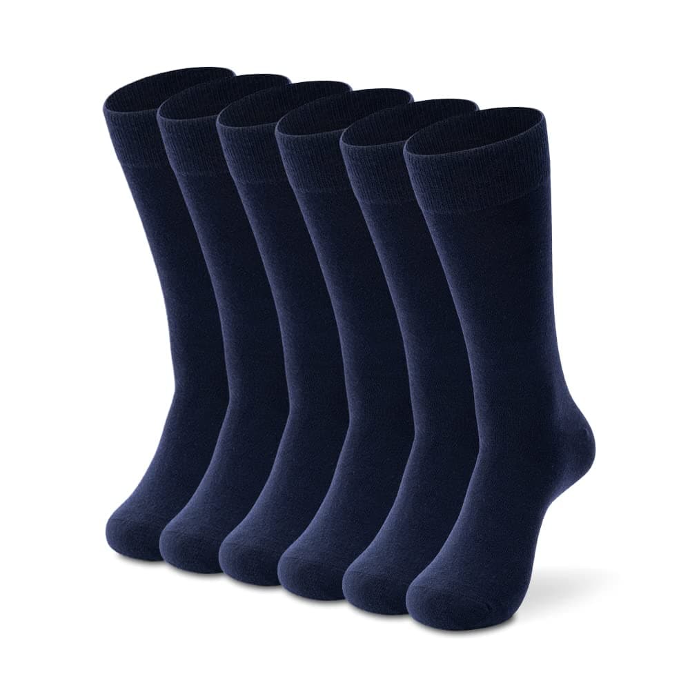 LIXIAMen's Thin Merino Wool Socks, Cozy Casual Winter Warm Breathable Mid-calf Dress Socks 3/6 Pairs Pack