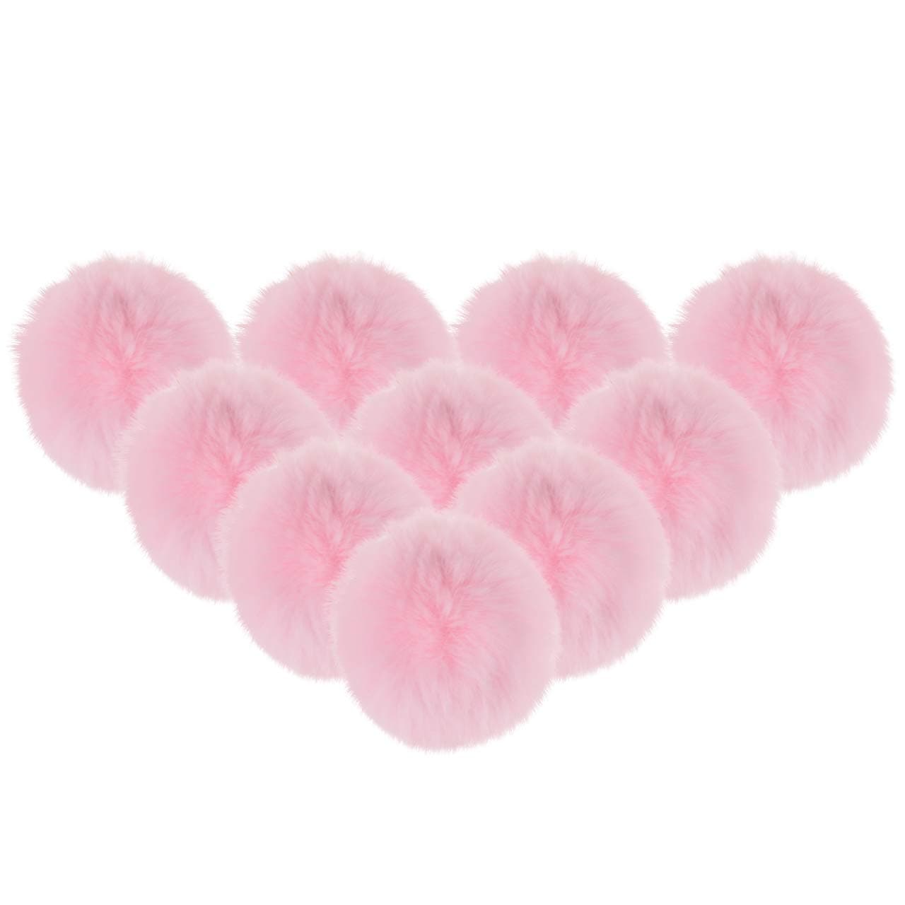 Bluecell 10pcs 2.75inch Artificial Rabbit Fur Pom Pom Ball for Handbag Pendant Key Ring Hats Decoration (Pink)