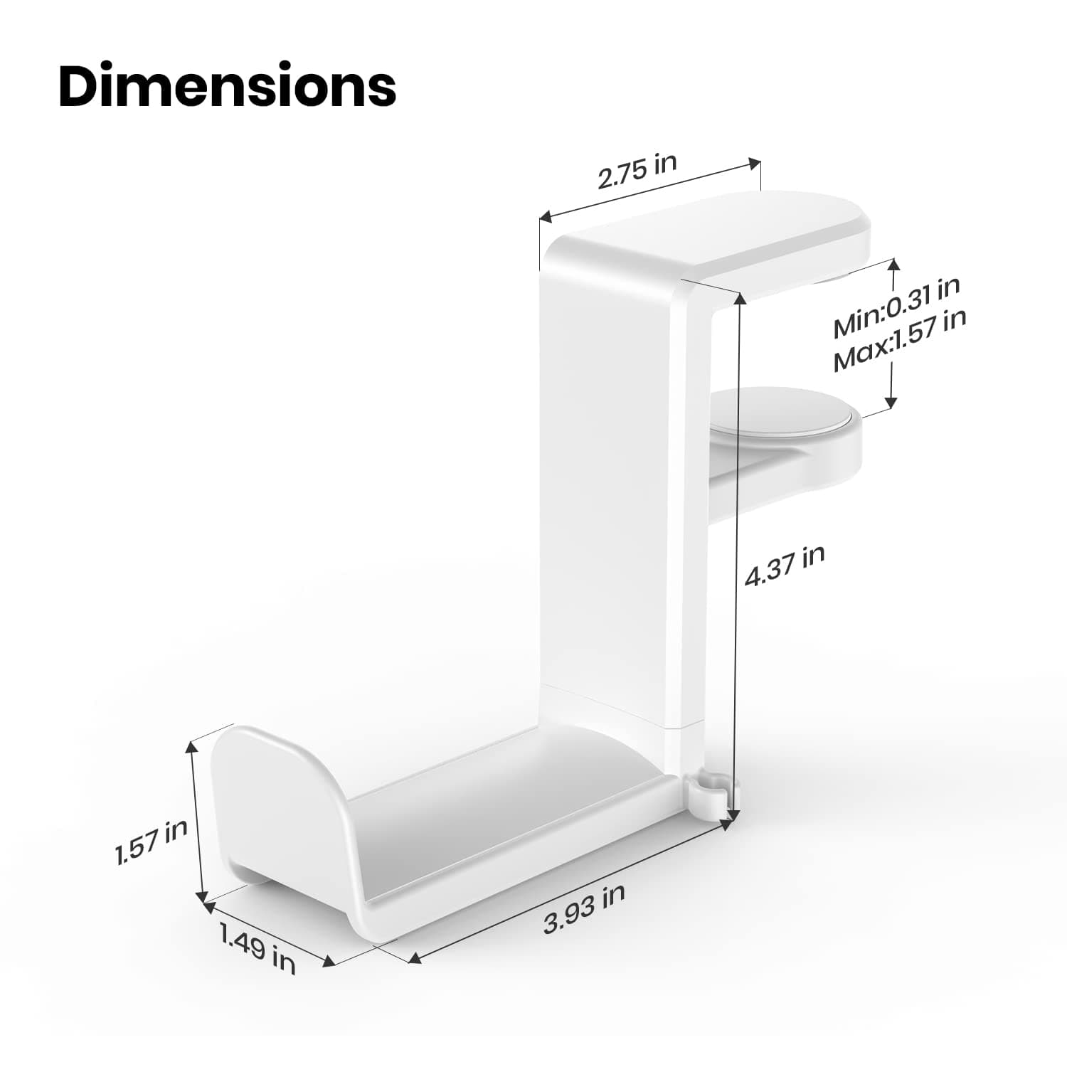 EURPMASK PC Gaming Headset Stand - Adjustable Clamp-on Headphone Holder, 360 Degree Swivel & Cable Clip Organizer - White