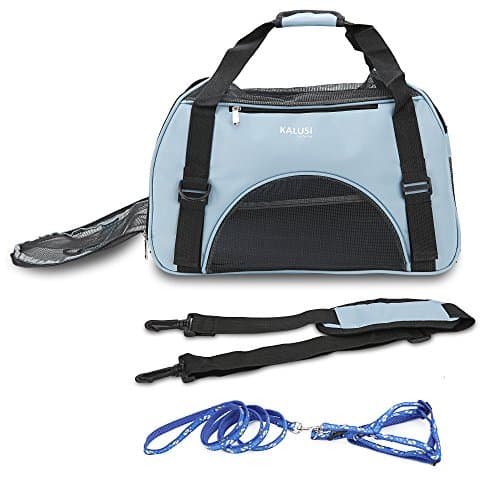 KALUSI Deluxe Foldable Soft Sided Dog House Style Pet Carrier, Airline Approved Pet Travel Carrier/Tote & Bag for Cats & Dogs/1 Year Warranty (Large :18.1 x 9.6 x 12.9 inches)