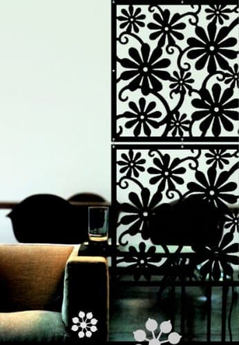 Raumteiler Flowers Black Set of 4