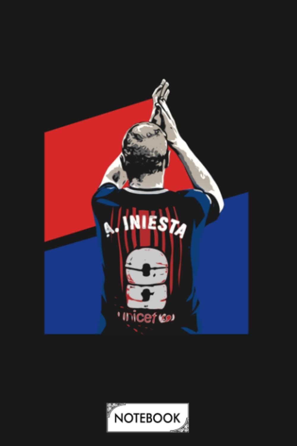 Andres Iniesta Colorful Pop Art G73841 Notebook: Diary, 6x9 120 Pages, Matte Finish Cover, Lined College Ruled Paper, Journal, Planner