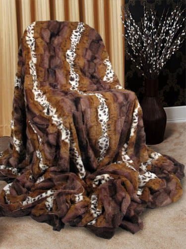 SAFARI FAUX FUR BLANKET Queen - Dark brown - FUR-700Q