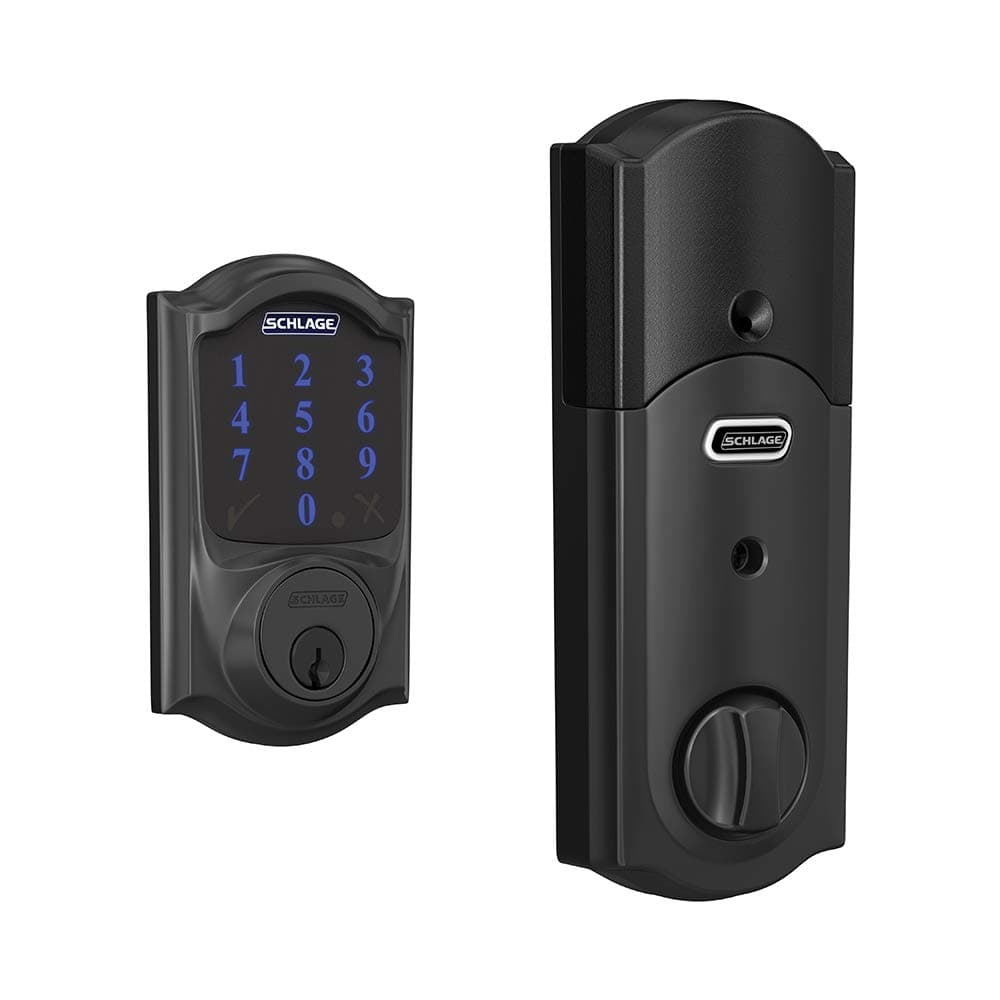 BE469ZP CAM 622 Connect Smart Deadbolt with alarm with Camelot Trim in Matte Black, Z-Wave Plus enabled