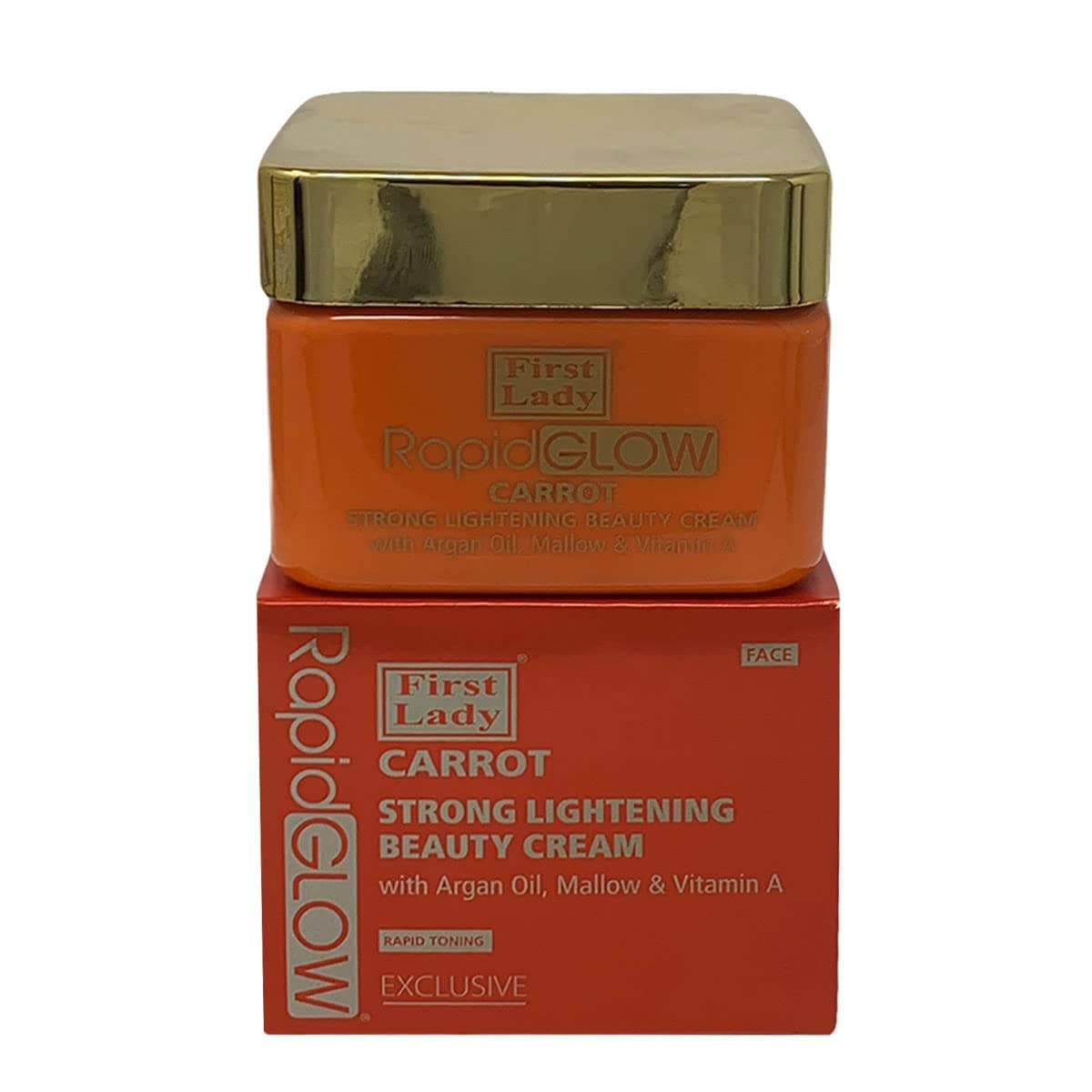 Carrot Strong Skin Brightening Beauty Face Cream 250ml - with Argan, Mallow, Vitamin A dark spots remover for face, melanin, melsama, toning cream, with kojic acid and vitamin c