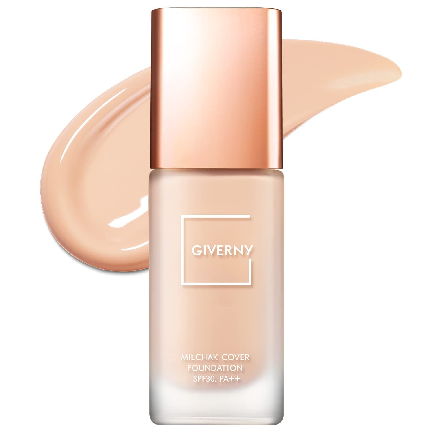 GIVERNY Milchak Cover Foundation #17 Porcelain – Moist Liquid Foundation for All Skin Types – Flawless Makeup - Lightweight Formula for Satin Glass Texture without Sticky or Cakey, 1.01 fl.oz.