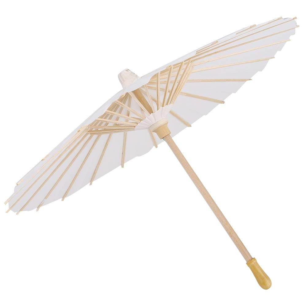 Wooden Parasol Paper Umbrella - Paper Decorative Umbrella, Wooden Paper Umbrella Parasol for Decorative Draw in White (Size : 40cm)