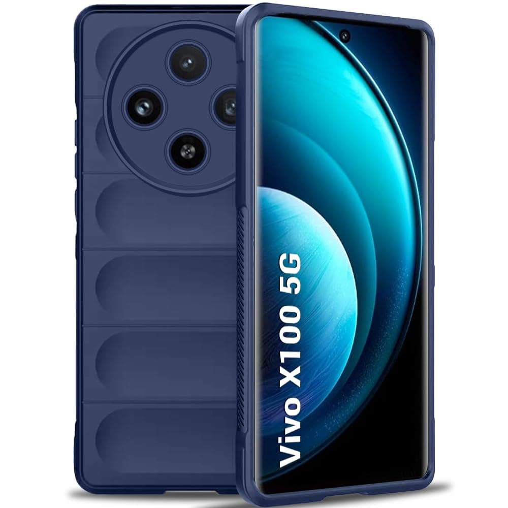 TheGiftKart Liquid Silicon Back Cover Case for Vivo X100 5G | Shockproof Military Grade Protection | Micro-Fibre Cloth On Inner Side | Built-in Anti-Slip Grip Vivo X100 5G Back Cover (TPU, Blue)