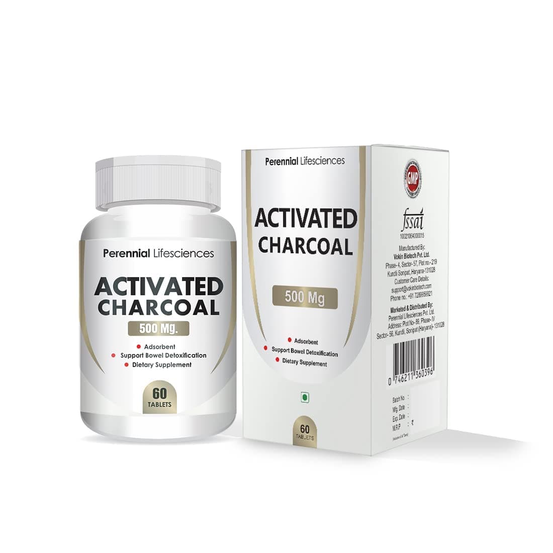 AZAZ Perennial Lifesciences Activated Charcoal - 500Mg (60 Tablets)