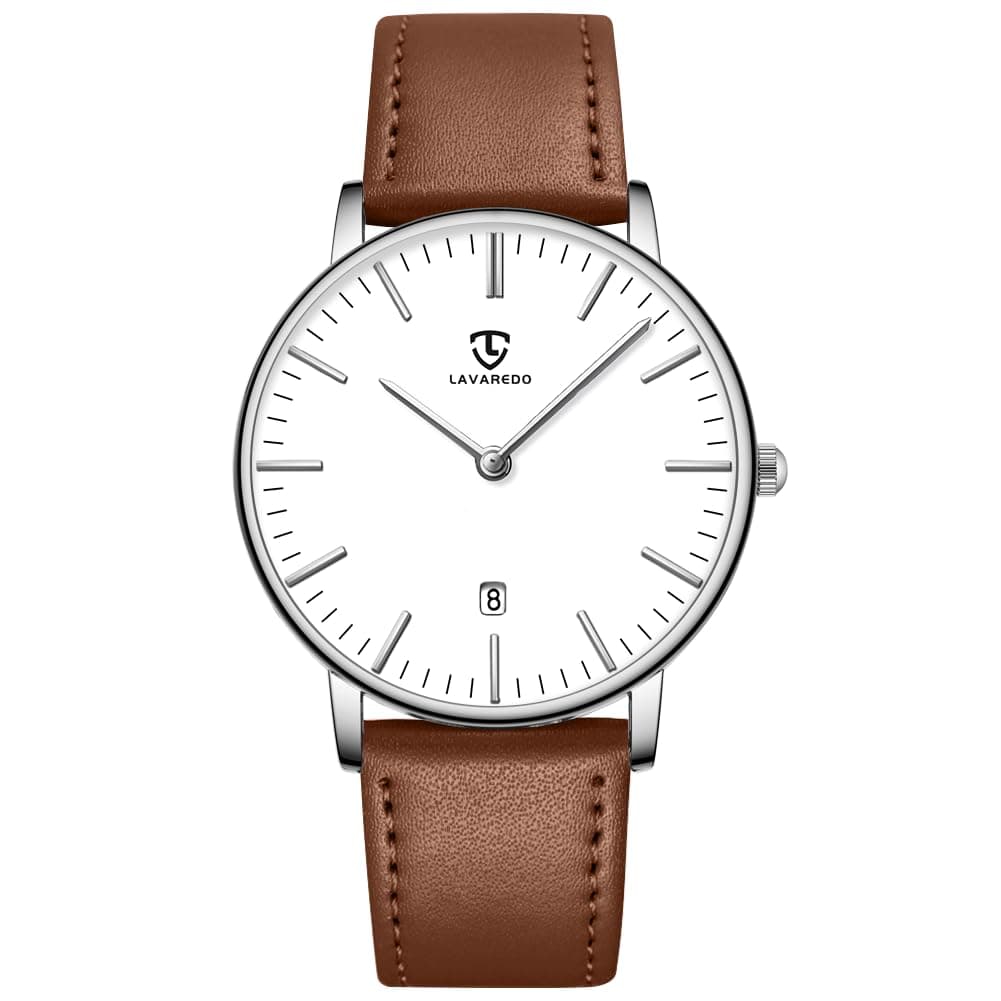 Watch, Mens Watch, Minimalist Fashion Simple Wrist Watch Analog Date with Leather Strap