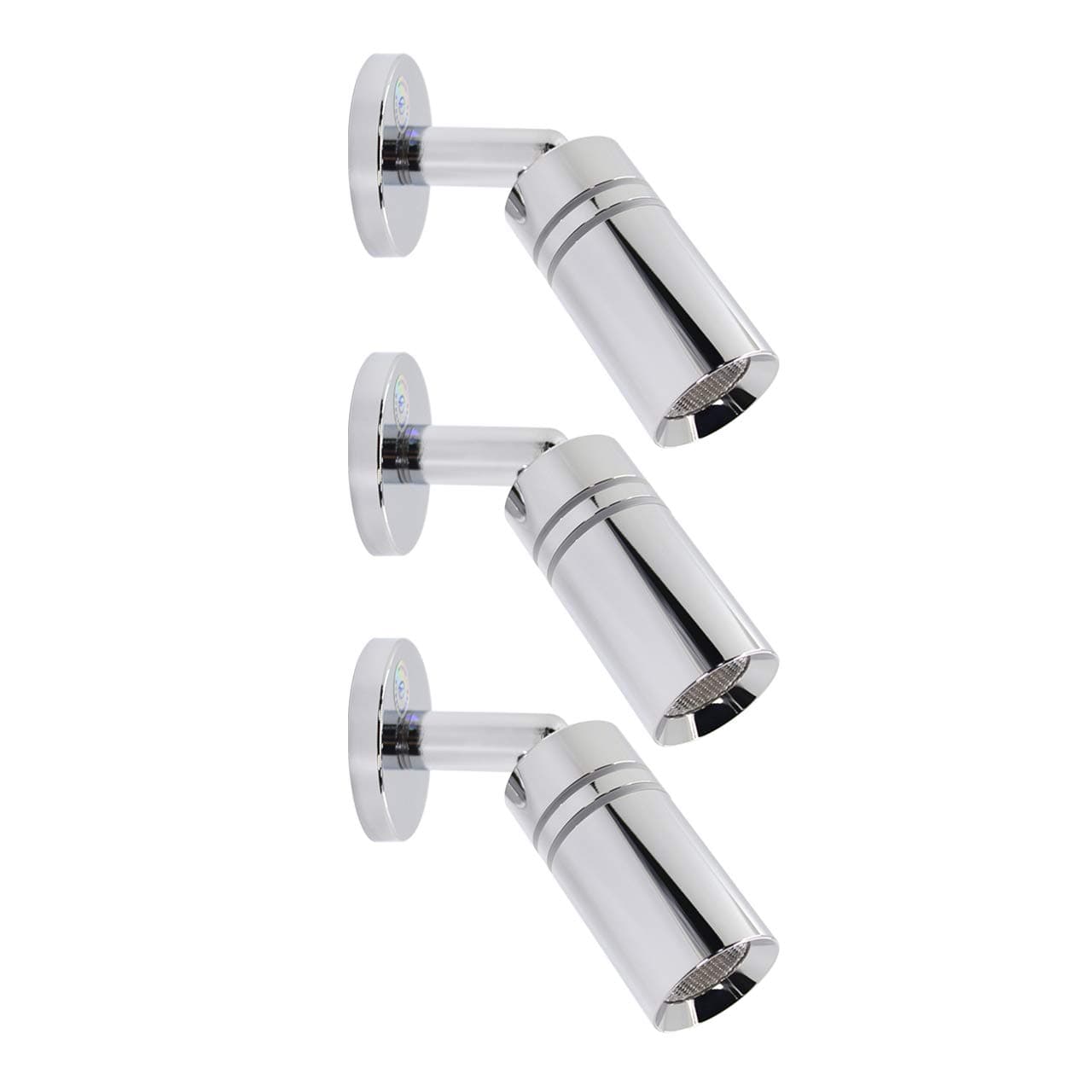 Adjustable RV 12V Reading Lamp - Dual Lighting Mode, Blue Night light has Dimmable Touch Switch, Chromium Plating, Surface Mount on Caravan, Come with Hex key and Screw in Beautiful Gift Box, 3 Pack