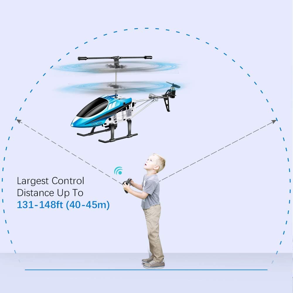 VATOS RC Helicopters, Remote Control Helicopter with Gyro and LED Light 3 Channel Alloy Mini Helicopter Remote Control for Kids & Adult Indoor Micro RC Helicopter Best Helicopter Toy Gift