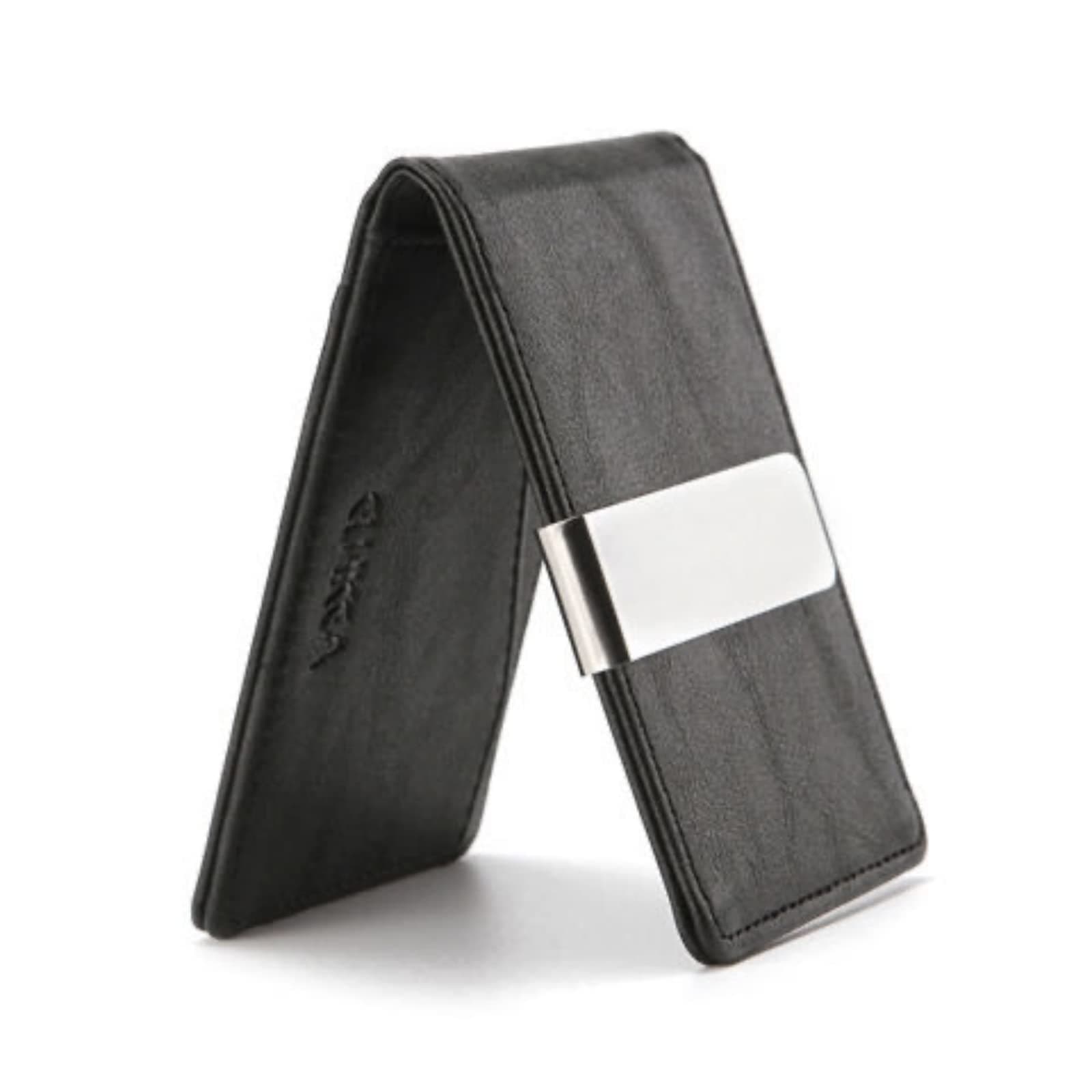 POSICHE Men's Stainless Steel RFID Anti-Theft Wallet, Black, Minimalist, Slim, Clip Closure, Great Gift Idea