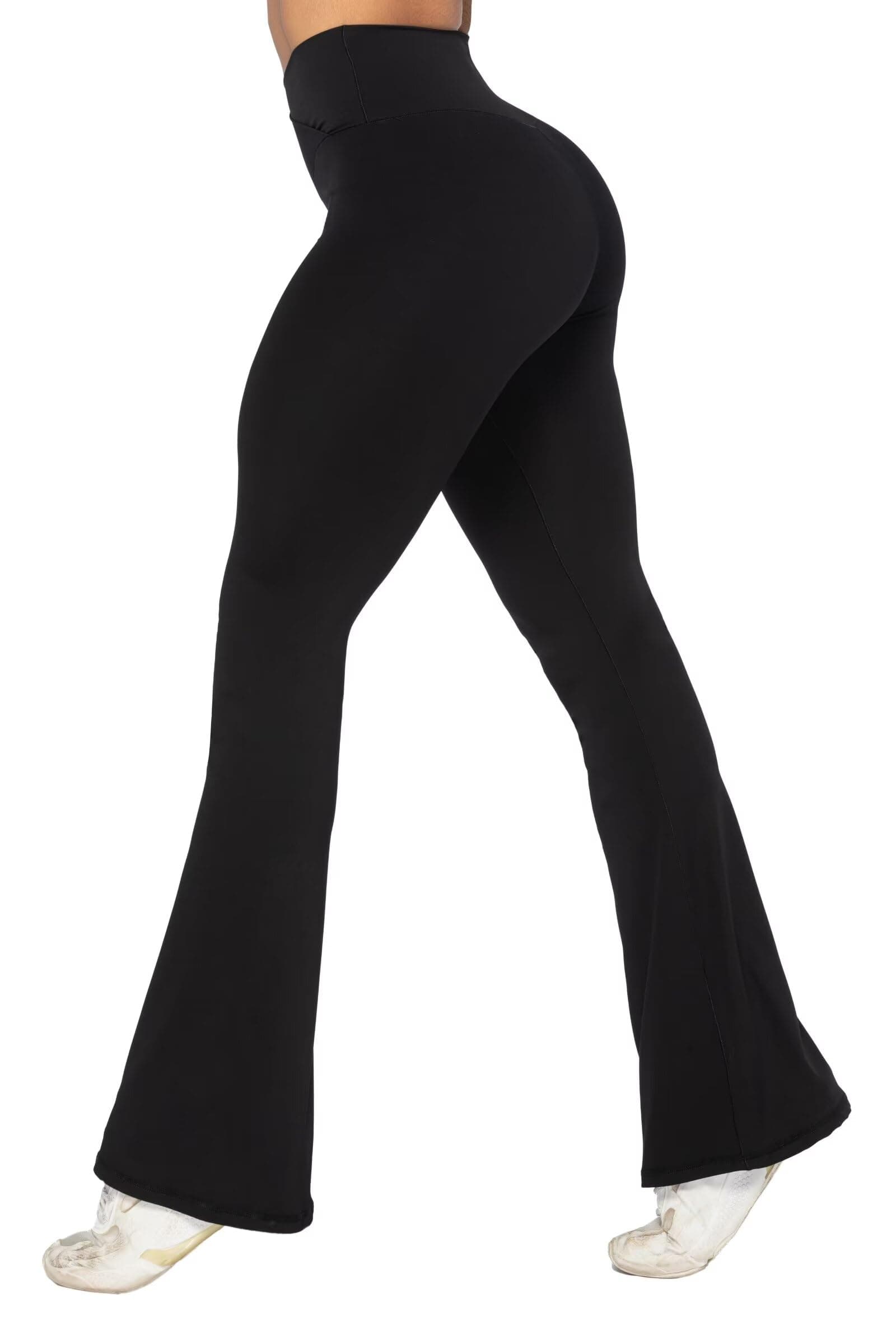 Womens Flare Leggings No Front Seam Flare Yoga Pants with Tummy Control Crossover High Waist - 28" / 30" / 32" / 34"