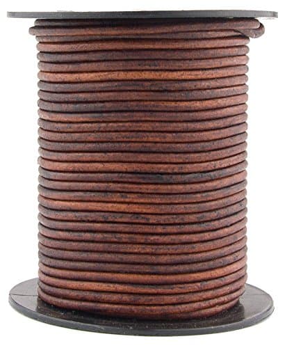 Xsotica-Dye Round Leather Cords -1.0mm Leather Cord (Distressed Brown, 3 Meter (3 Yard))