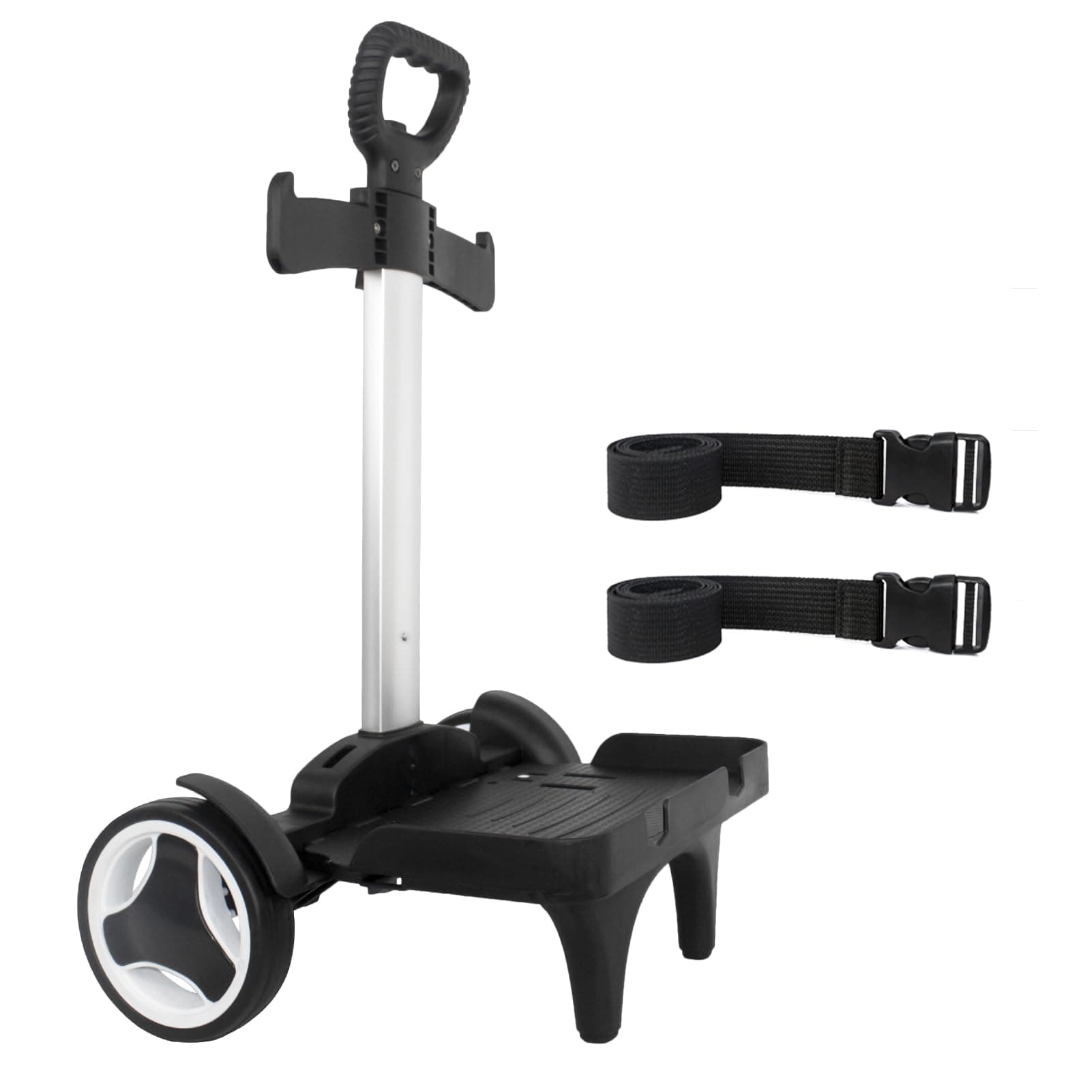 Backpack Trolley Wheeled Cart with Edge Guard Base Noiseless Big Wheels Aluminium Alloy Folding Hand Truck with Luggage Strap for Universal Backpacks Luggage cart for Teenagers,Adults,School,Travel