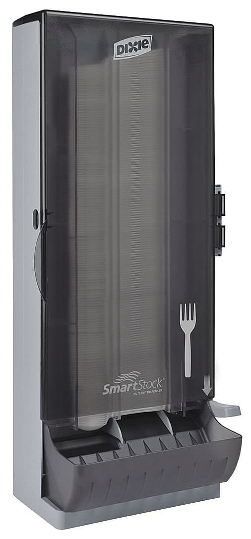 Dixie SSFPD120 SmartStock Utensil Dispenser, Fork, 10" x 8.78" x 24.75", Smoke