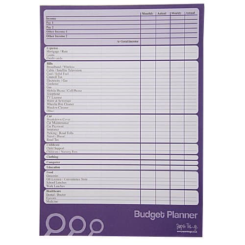 A4 - Budget/Finance/Money Planner (Large) - 50 Sheets Per Pad - Plan Weekly or Monthly - Double Sided - Size 297mm x 210mm