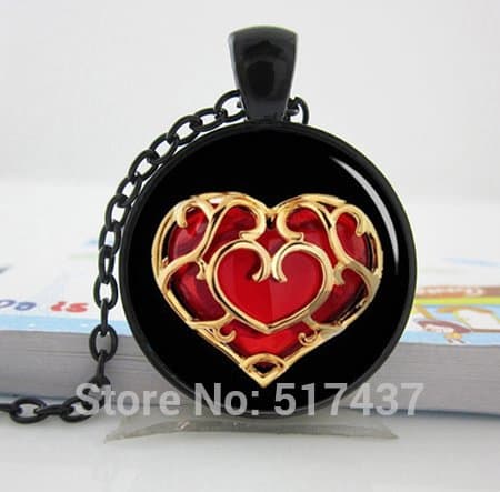 Lawrence Painting Black Legend Of Zelda Game Necklace Pendant Zelda Heart Art Glass Photo Locket Necklace Personalized Gift Vintage Necklace