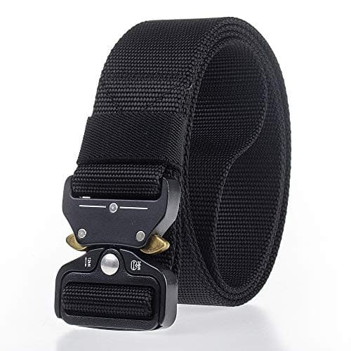 Long 57" Tactical Belt, OHENNY Military Tactical Rigger Belt Webbing Ajustable Nylon Web Belt with Heavy-Duty Quick-Release Metal Buckle For Mens,Black