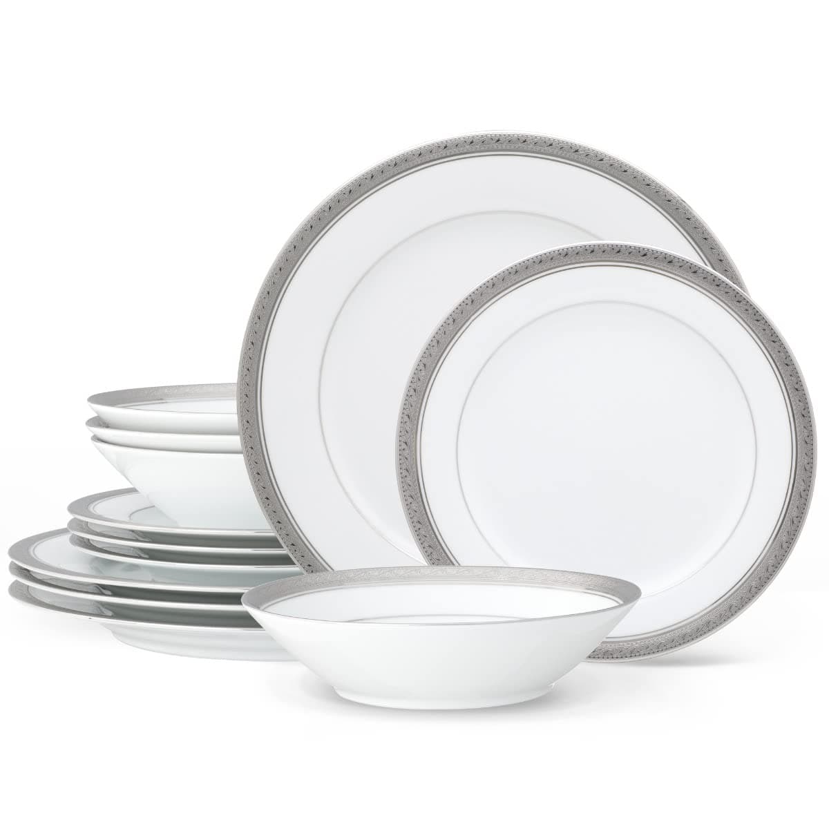 Crestwood Platinum 12-Piece Dinneware Set, Service for 4