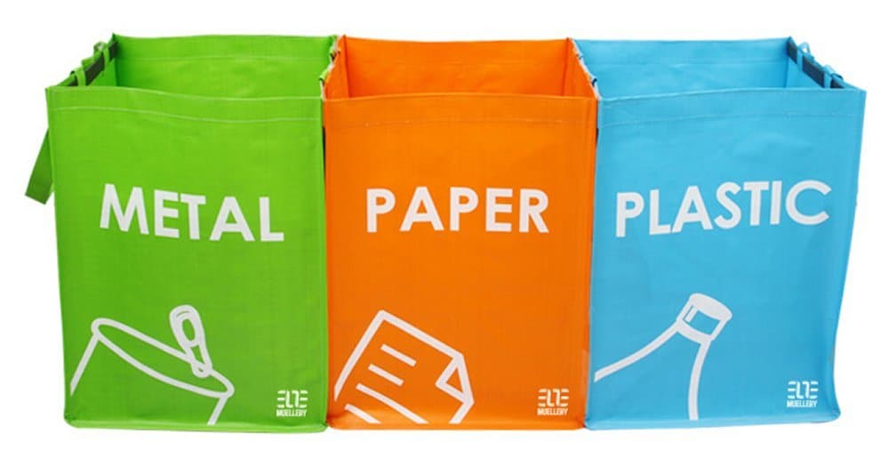 MoonWorld Recycling Bag Recycle Box Bins Waterproof Hook and Loop Fastener SR1017 (OneTone)