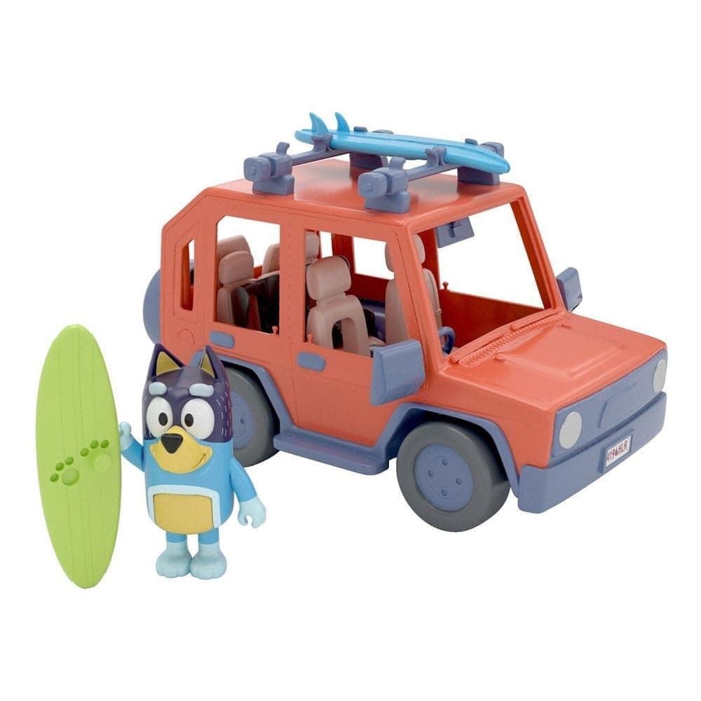 Heeler Family Car with Bandit Figure: 1 Vehicle with Space for 4 Figures - Official Bluey Collectible Item