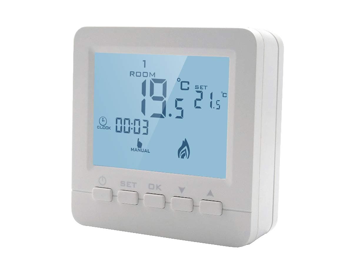 LEDLUX LL0250 Digital Thermostat with Programmable Keys for Wall Mounted Gas Boiler Powered with 2 AA Batteries