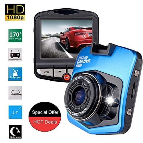GenoneShop 2.4" inch 170 Degree Wide Angle Full HD 1080P Car DVR CCTV Dash Camera G-sensor Night Vision Video Recorder Camcorder (Blue Color)