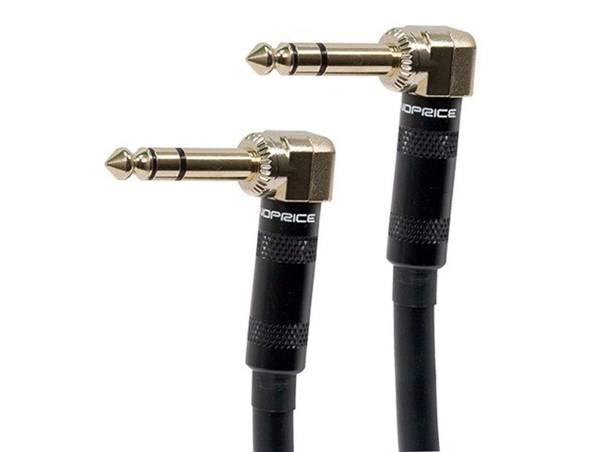 Monoprice 1/4-Inch TRS Right Angle Male to 1/4-Inch TRS Right Angle Male Cable - 1.5 Feet - Black, 16AWG, Gold Plated - Premier Series