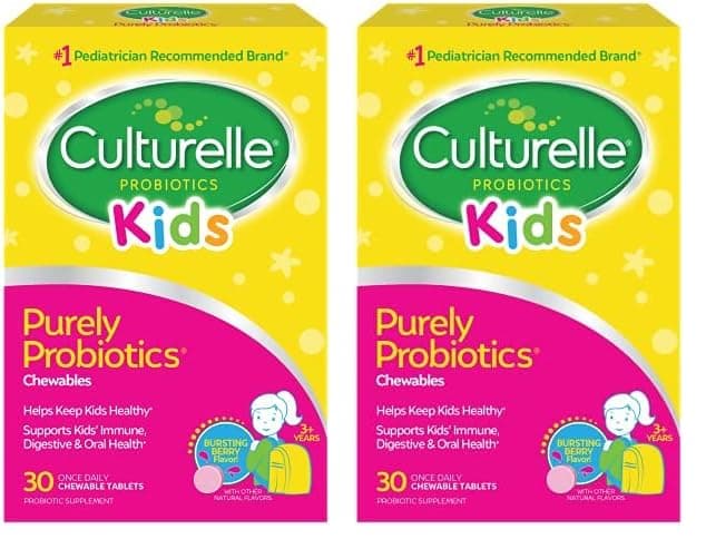 Culturelle Kids Chewable Daily Probiotic for Kids, Ages 3+, No.1 Pediatrician-Recommended Brand, Natural Berry, Daily Probiotics for Digestive Health, Oral Care & Immune Support, 2 Month Supply